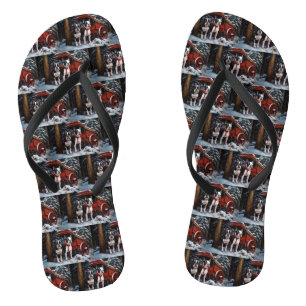 Boston Terrier Schnee-Schlitten Weihnachtsdekorati Flip Flops