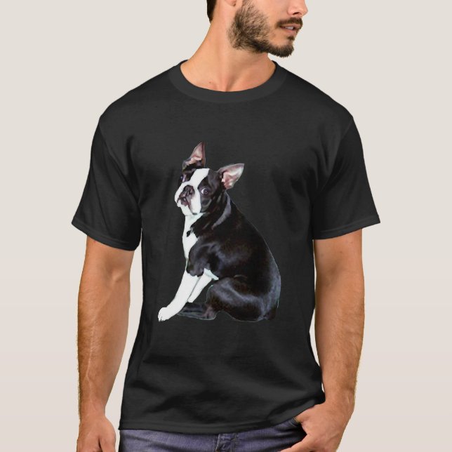 Boston Terrier Side Sit T-Shirt (Vorderseite)