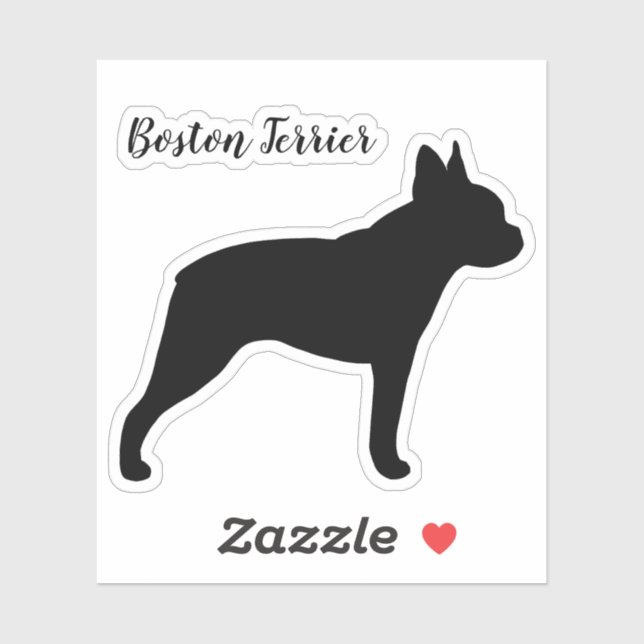 Boston Terrier Silhouette Hunde Rasse Vinyl Sticke Aufkleber (Blatt)