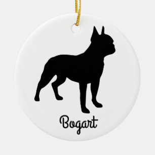 Boston Terrier Silhouette Keramik Ornament