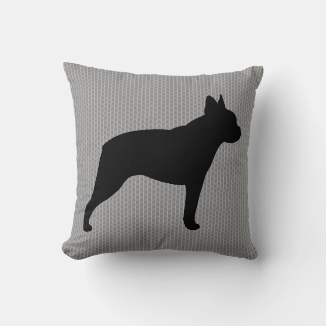 Boston Terrier Silhouette Kissen (Vorderseite)