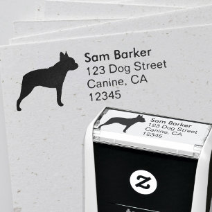 Boston-Terrier-Silhouette-Rücksendeadresse Permastempel