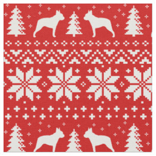 Boston Terrier Silhouetten Hunde Weihnachtsfeierta Stoff
