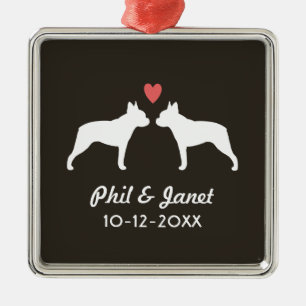 Boston Terrier Silhouetten Liebe Dogs Couple Custo Ornament Aus Metall