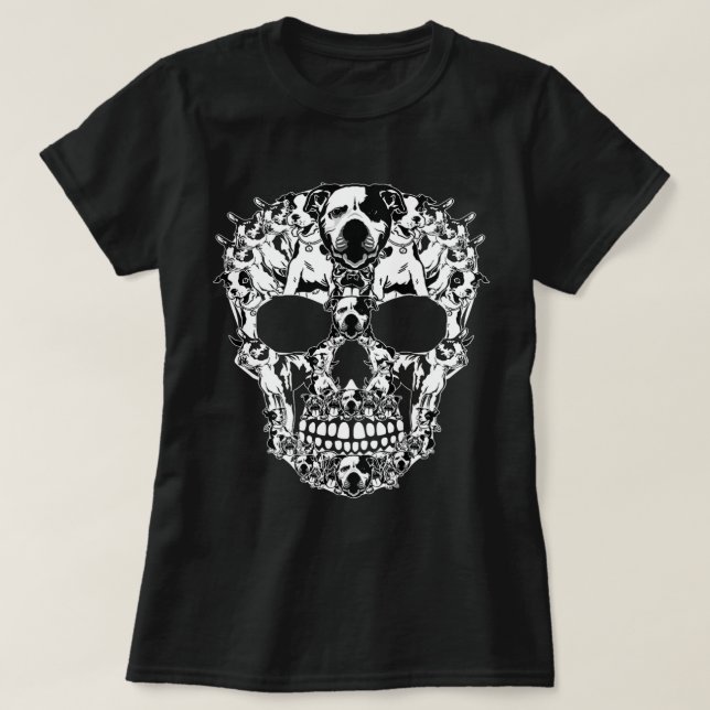 Boston Terrier Skull Dog Lover T-Shirt (Design vorne)