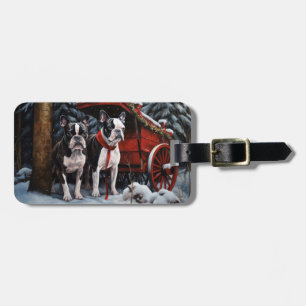 Boston Terrier Snowy Sleigh Weihnachtsdekor Gepäckanhänger