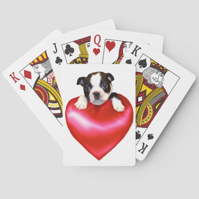 Boston Terrier spielt Karten Spielkarten (Rückseite)