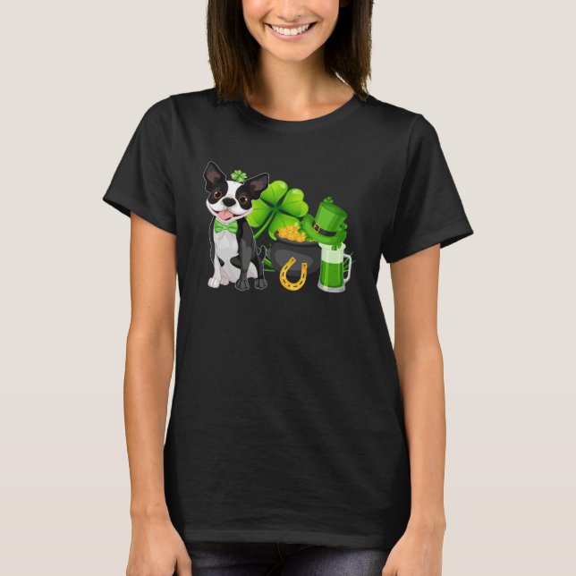 Boston Terrier St Patrick s Day Irish C  Dog T-Shirt (Vorderseite)