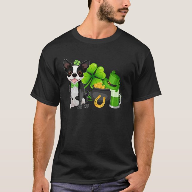 Boston Terrier St Patrick s Day Irish C  Dog T-Shirt (Vorderseite)