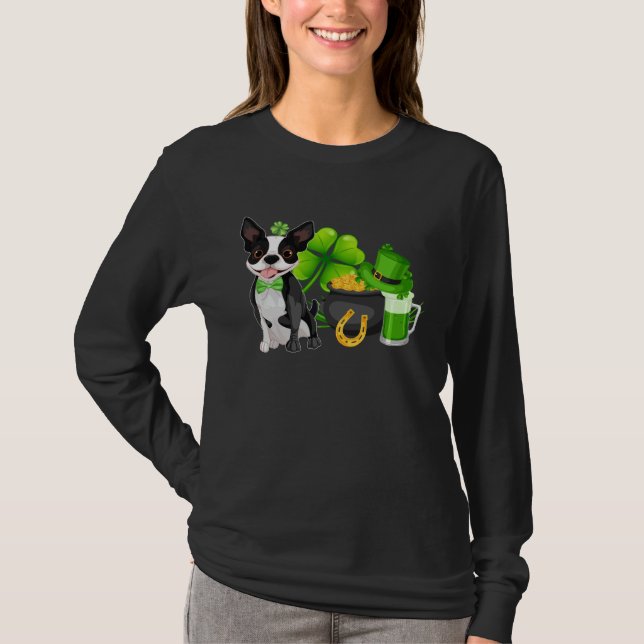 Boston Terrier St Patrick s Day Irish C  Dog T-Shirt (Vorderseite)