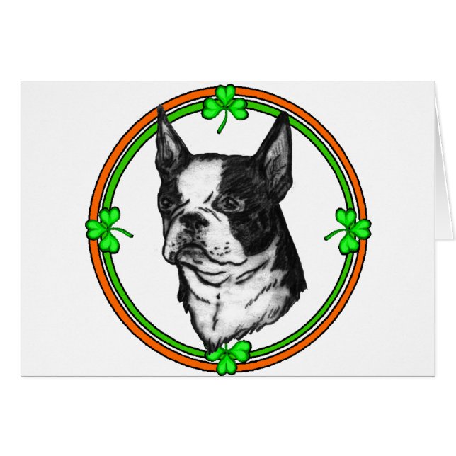 Boston Terrier St Patrick's Day (Vorderseite (Horizontal))