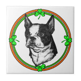 Boston Terrier St Patrick's Day Fliese