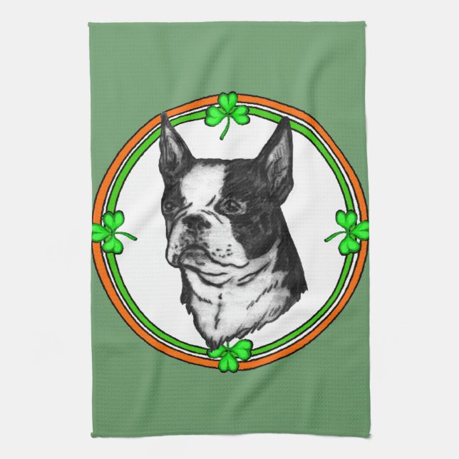 Boston Terrier St Patrick's Day Handtuch (Vertikal)