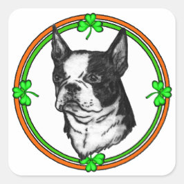 Boston Terrier St Patrick's Day Quadratischer Aufkleber