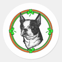Boston Terrier St Patrick's Day Runder Aufkleber
