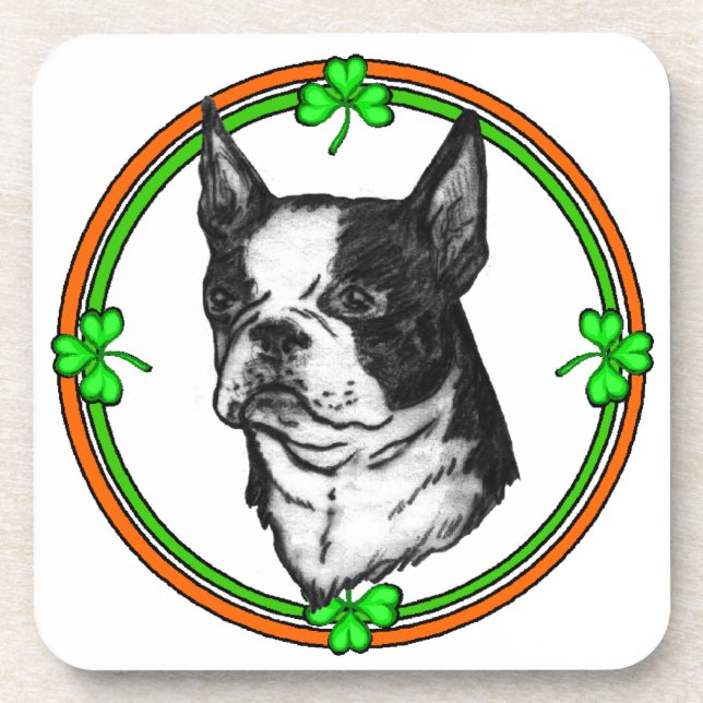 Boston Terrier St Patrick's Day Untersetzer (Vorderseite)
