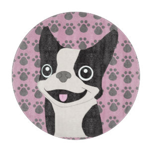 Boston Terrier, Staubiges Rosa Schneidebrett