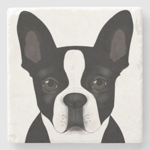 Boston Terrier Steinuntersetzer aus Stein