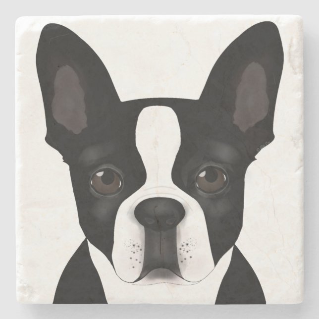 Boston Terrier Stone Untersetzer (Vorderseite)