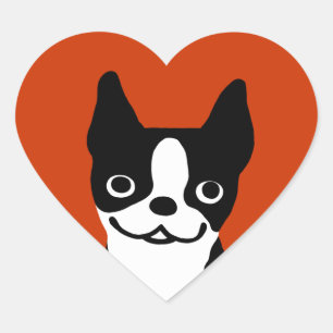 Boston Terrier - Süßer Hund Herz-Aufkleber