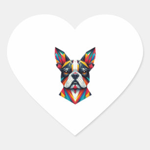 Boston Terrier T - Shirt Origami lustige niedliche Herz-Aufkleber