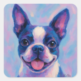 Boston Terrier Tea Party Labels und Aufkleber