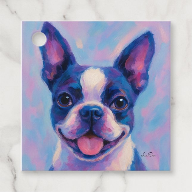 Boston Terrier Tee Party Napkins Geschenkanhänger (Vorderseite)