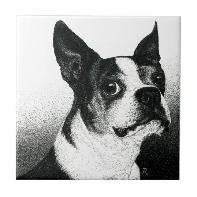 Boston Terrier Tile - "Boston Style" Fliese (Vorderseite)