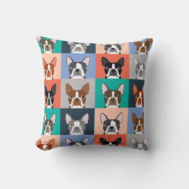 Boston Terrier Tiles - niedliches Boston Terrier K Kissen (Vorderseite)