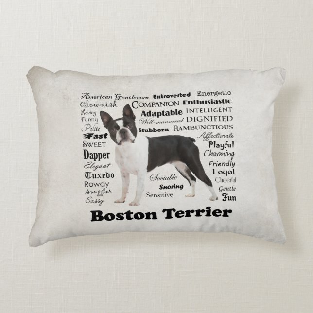 Boston Terrier Tracks Pillow Dekokissen (Vorderseite)