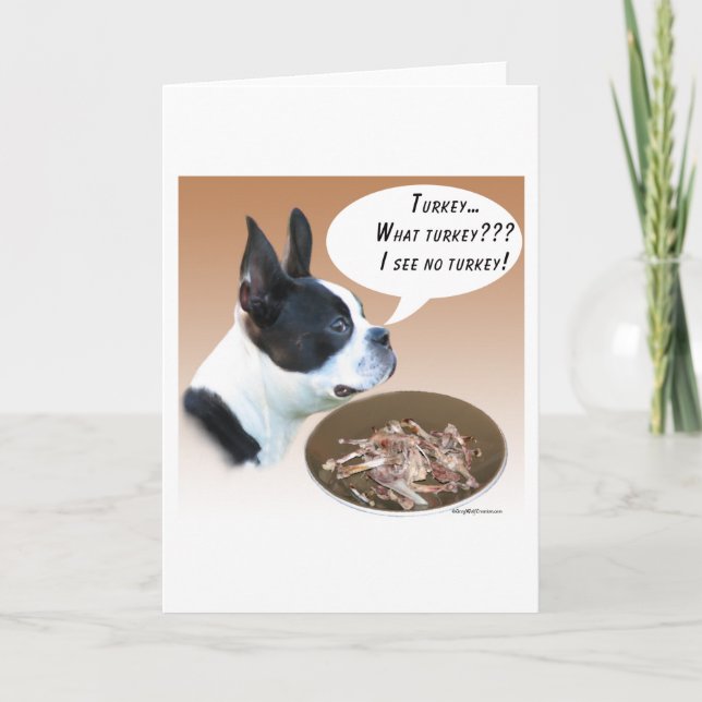 Boston Terrier Türkei Feiertagskarte (Vorderseite)