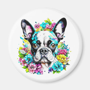 Boston Terrier und Blume Magnet