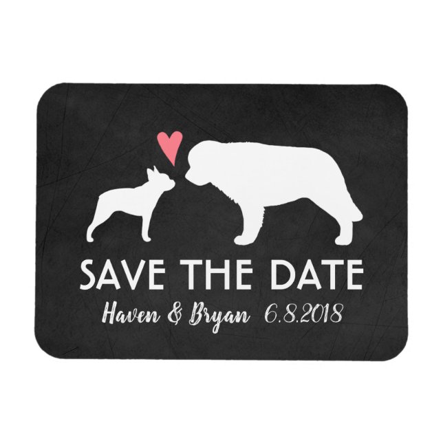Boston Terrier und Saint Bernard Save the Date Magnet (Horizontal)