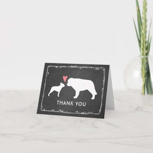 Boston Terrier und Saint Bernard Wedding Vielen Da Dankeskarte (Vorderseite)
