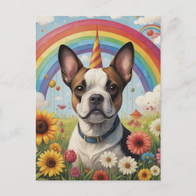 Boston Terrier Unicorn Postkarte (Vorderseite)