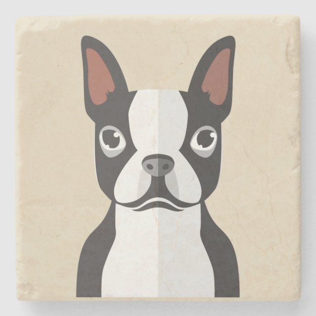 Boston-Terrier-Untersetzer Steinuntersetzer (Vorderseite)