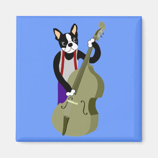 Boston Terrier Upright Bass Player Magnet