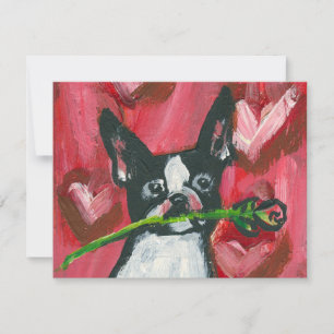 Boston Terrier Valentine Rose Feiertagskarte