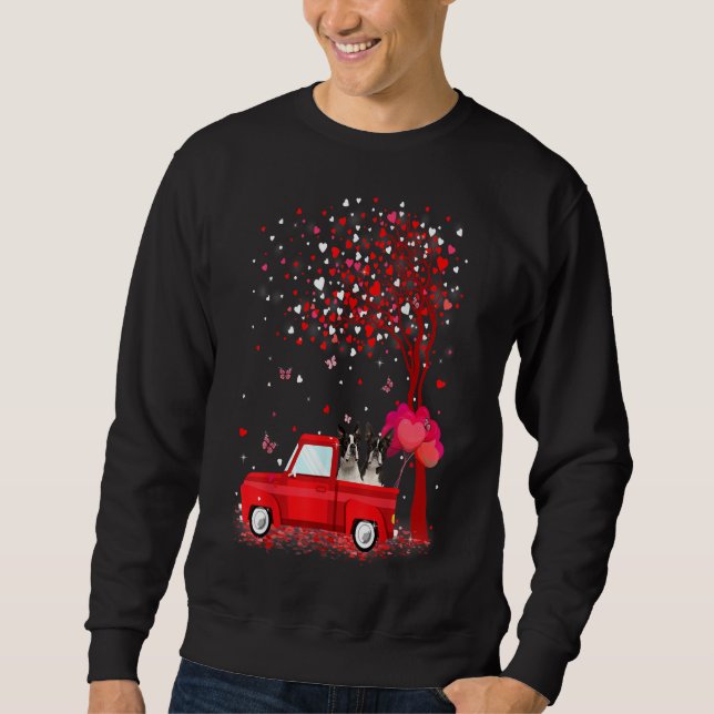 Boston Terrier Valentines Day Gifts Dogs Red Truck Sweatshirt (Vorderseite)