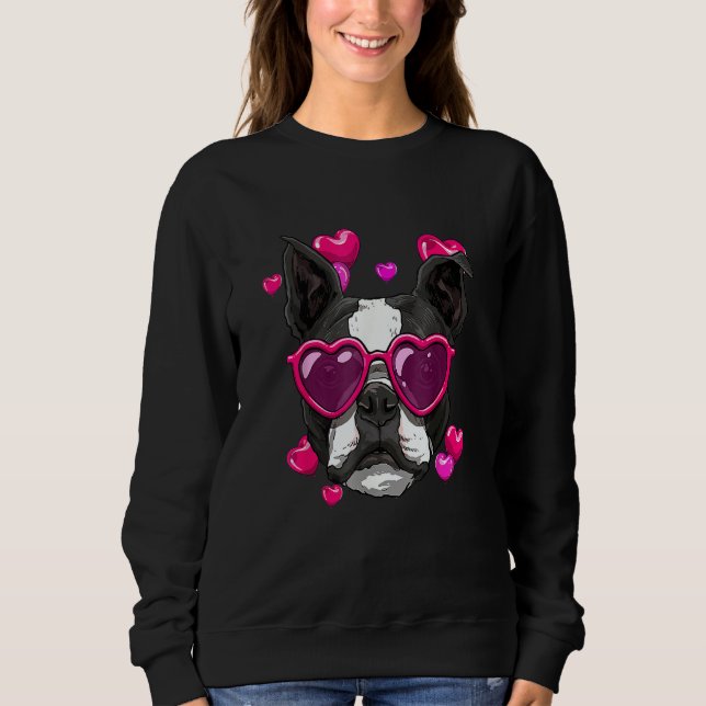 Boston Terrier Valentines Day Heart Dog Sweatshirt (Vorderseite)
