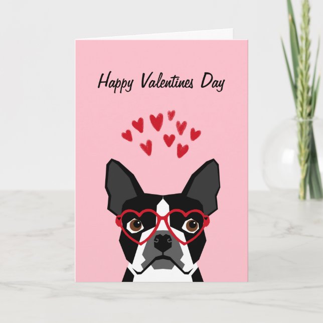 Boston Terrier Valentines Liebe Card Feiertagskarte (Vorderseite)