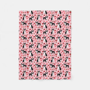 Boston Terrier Valentines Liebe Fabric Fleecedecke