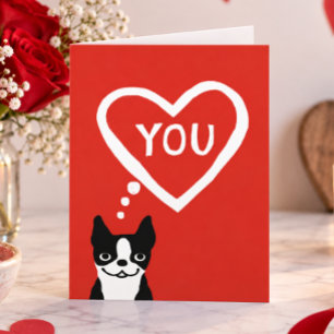 Boston Terrier Valentinstag Feiertagskarte