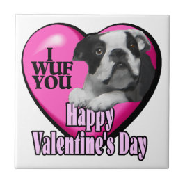 Boston Terrier Valentinstag Fliese