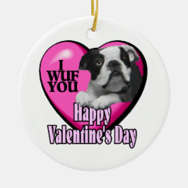 Boston Terrier Valentinstag Keramikornament