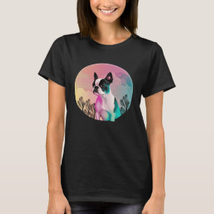Boston Terrier Vaporwave Retrowave Ästhetik 1 T-Shirt