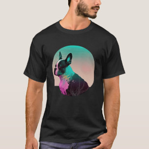 Boston Terrier Vaporwave Retrowave Ästhetik T-Shirt