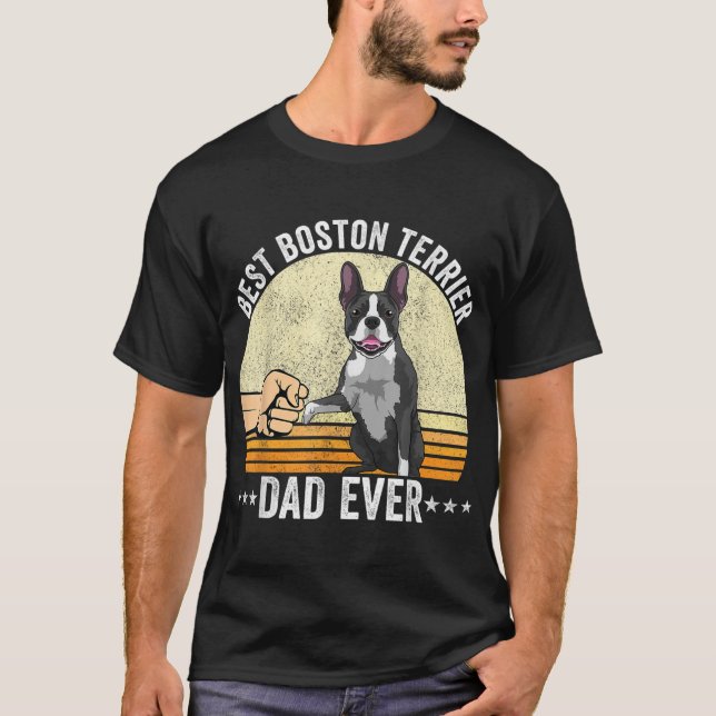 Boston Terrier Vater Dog Fist Bump Bostie Dog für  T-Shirt (Vorderseite)