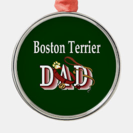 Boston Terrier Vater Silbernes Ornament