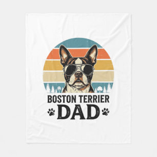 Boston Terrier Vater Vintage Hundeliebhaber Design Fleecedecke